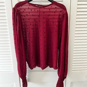 Zara semi-sheer polka dot top